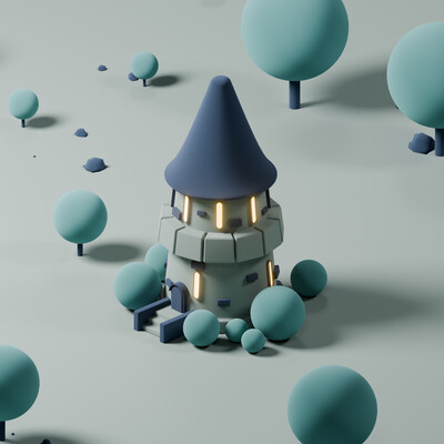 Minimalistic castle in the forest