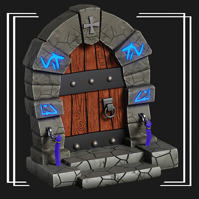 Medieval Stylized Door with Rune