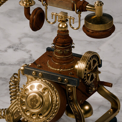 Steampunk retro wired phone