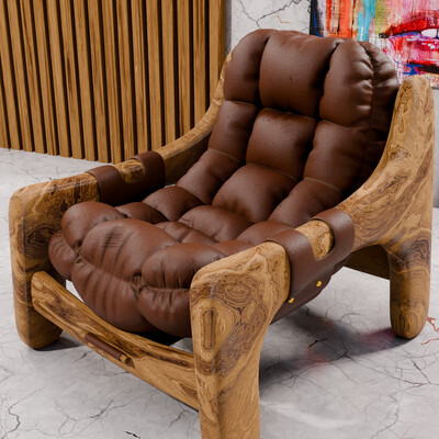 Visualization of furniture luxury leather armchair