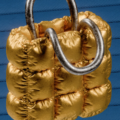The concept of a golden bag in an inflated style