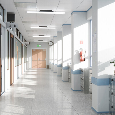 Japanese school corridor