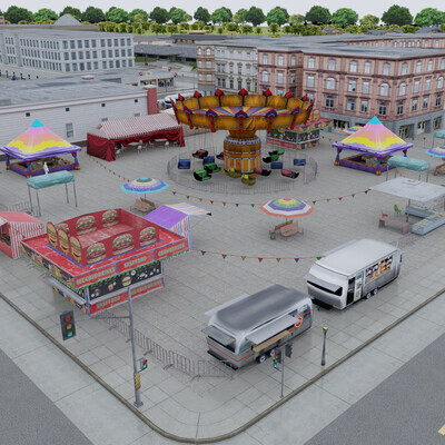 City Square & Fairground — Environment for Mobile Open World