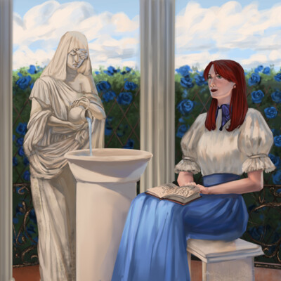 Lady of blue roses