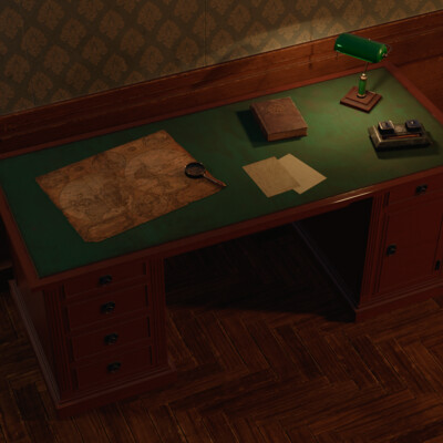 Varnished Wooden Desk