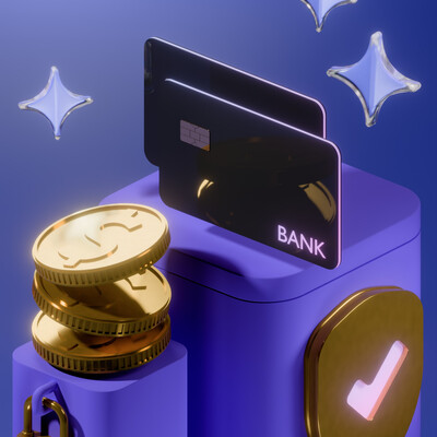 Banking card on table with star