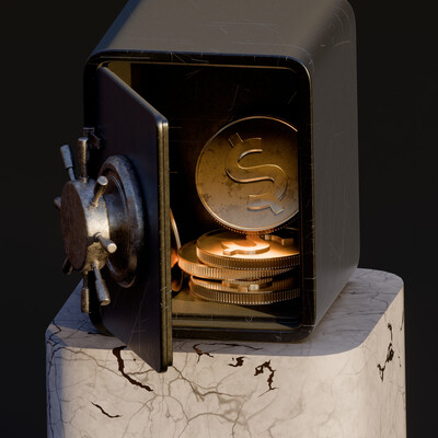 Bank 3d elements with money Bank Style