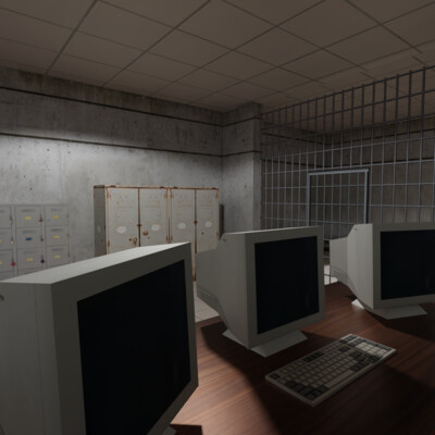 Police station interior for a mobile game