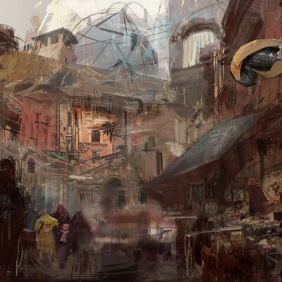 Concept of a scene in cyberpunk style