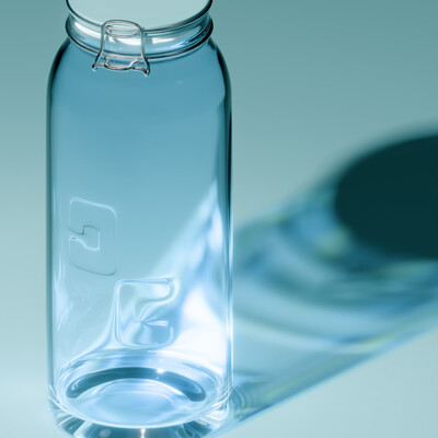 Minimalistic caustic glass bottle