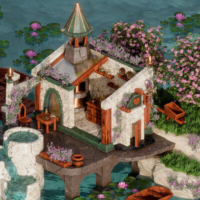 stylized 3d environmental stylized greenhouse