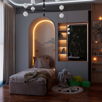 Teenage girl's bedroom interior design.