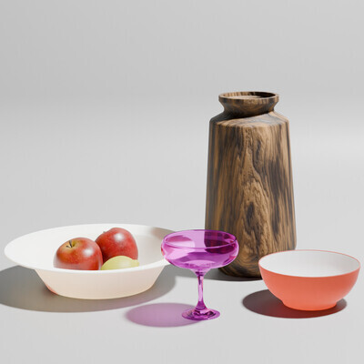 Dishes and fruits