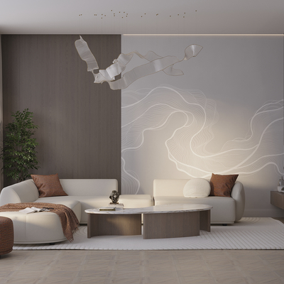 Living rom in terracotta color