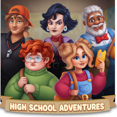 Casual characters "High School." Casual game