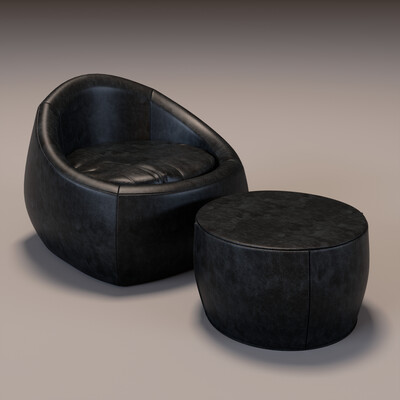 Leather Lounge Chair and Ottoman