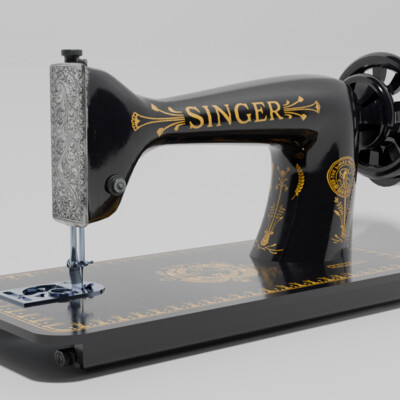 Model of old Singer sewing machine