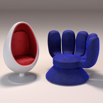 Retro-Futuristic Lounge Chairs Collection (Sub-D Modeling)