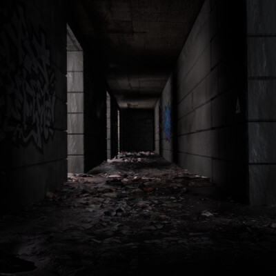the corridor of an abandoned building