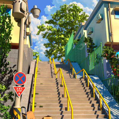 The scene of a city block