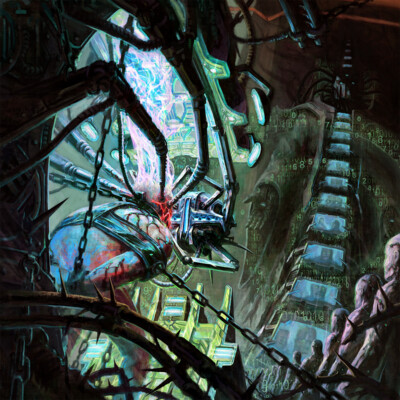 Deconstructor. Grimdark  / cyberpunk art.