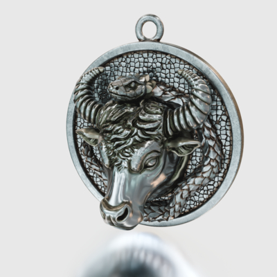 bull and snake pendant