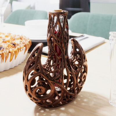 A bionical‑shaped stand for a jar to hold toppings