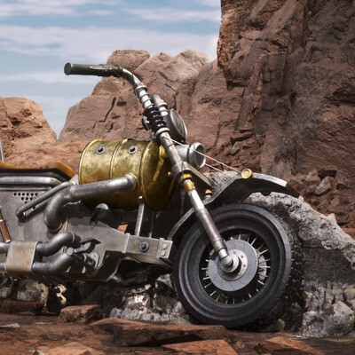 3D post-apocalyptic motorcycle