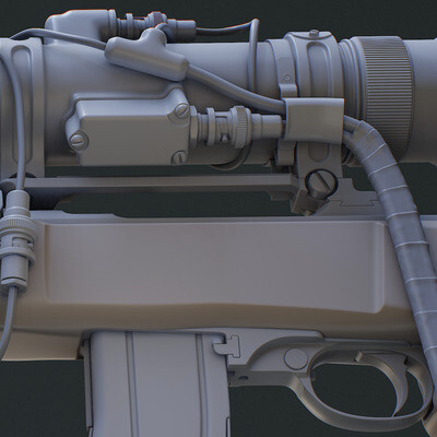 Silenced M1A1 Carbine with M2 Infrared Sniperscope (Highpoly)