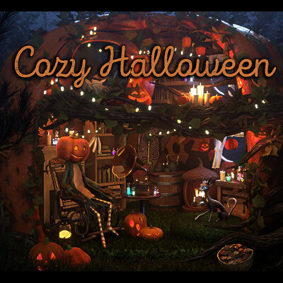 Cozy Halloween 3D scene