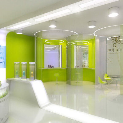 roekt interera magazina kosmeticheskoy kompanii Oriflame